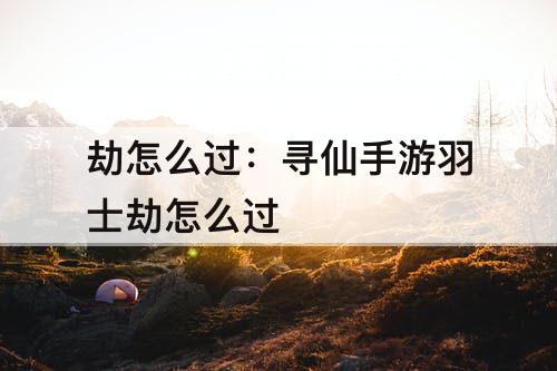 劫怎么过：寻仙手游羽士劫怎么过