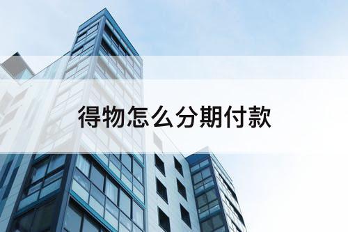 得物怎么分期付款