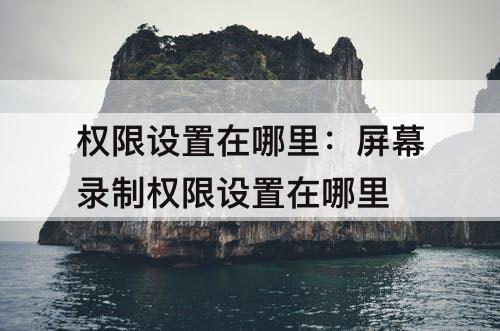 权限设置在哪里：屏幕录制权限设置在哪里