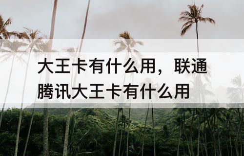 大王卡有什么用，联通腾讯大王卡有什么用
