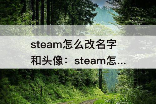 steam怎么改名字和头像：steam怎么改名字和头像自定义