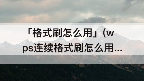 「格式刷怎么用」(wps连续格式刷怎么用)