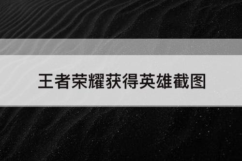 王者荣耀获得英雄截图