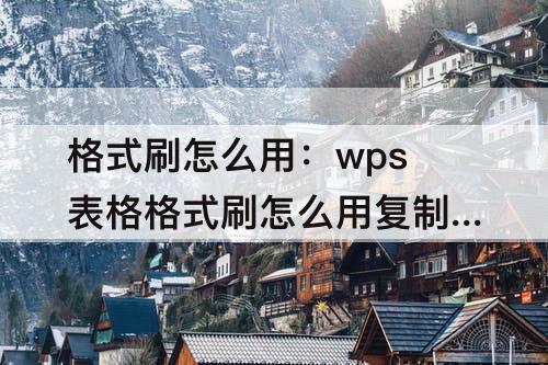 格式刷怎么用：wps表格格式刷怎么用复制粘贴