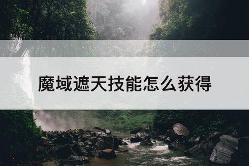 魔域遮天技能怎么获得