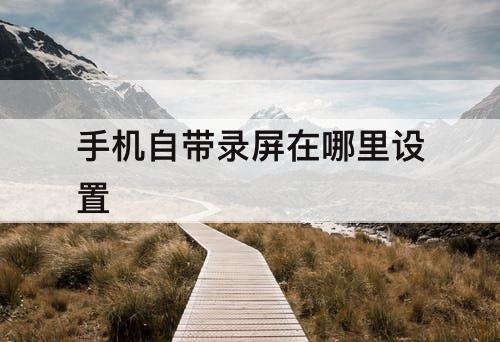手机自带录屏在哪里设置