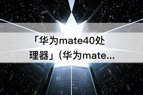 「华为mate40处理器」(华为mate40处理器9000e和麒麟990)