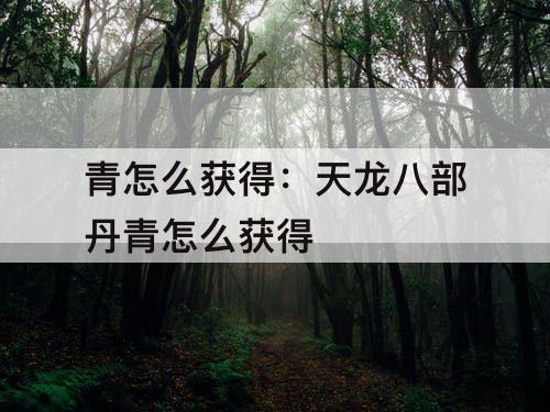 青怎么获得：天龙八部丹青怎么获得