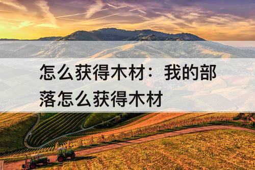怎么获得木材：我的部落怎么获得木材