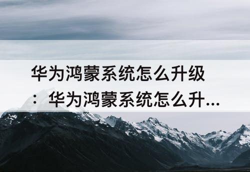 华为鸿蒙系统怎么升级：华为鸿蒙系统怎么升级nova7pro