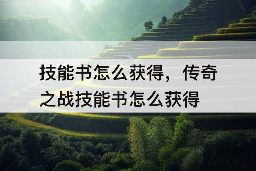 技能书怎么获得，传奇之战技能书怎么获得