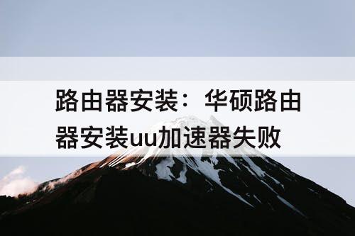 路由器安装：华硕路由器安装uu加速器失败