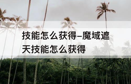 技能怎么获得-魔域遮天技能怎么获得