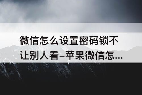 微信怎么设置密码锁不让别人看-苹果微信怎么设置密码锁不让别人看7p