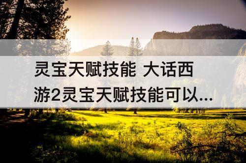灵宝天赋技能 大话西游2灵宝天赋技能可以洗吗