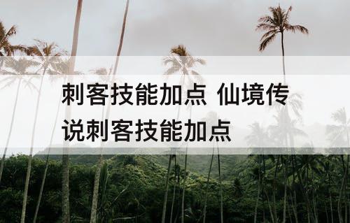 刺客技能加点 仙境传说刺客技能加点