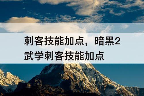 刺客技能加点，暗黑2武学刺客技能加点
