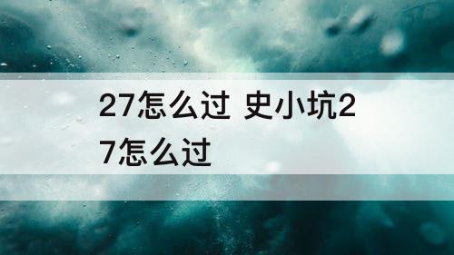 27怎么过 史小坑27怎么过