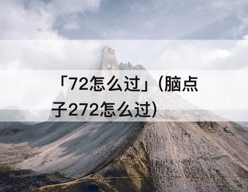 「72怎么过」(脑点子272怎么过)