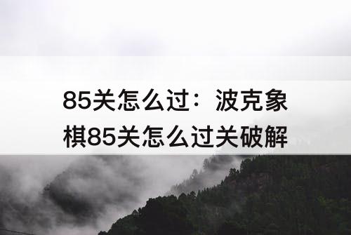 85关怎么过：波克象棋85关怎么过关破解