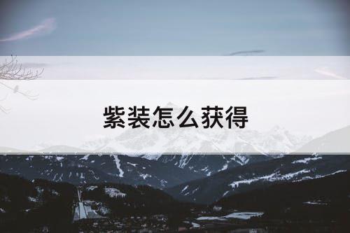 紫装怎么获得