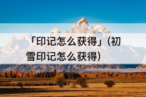 「印记怎么获得」(初雪印记怎么获得)