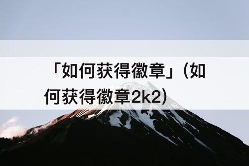 「如何获得徽章」(如何获得徽章2k2)